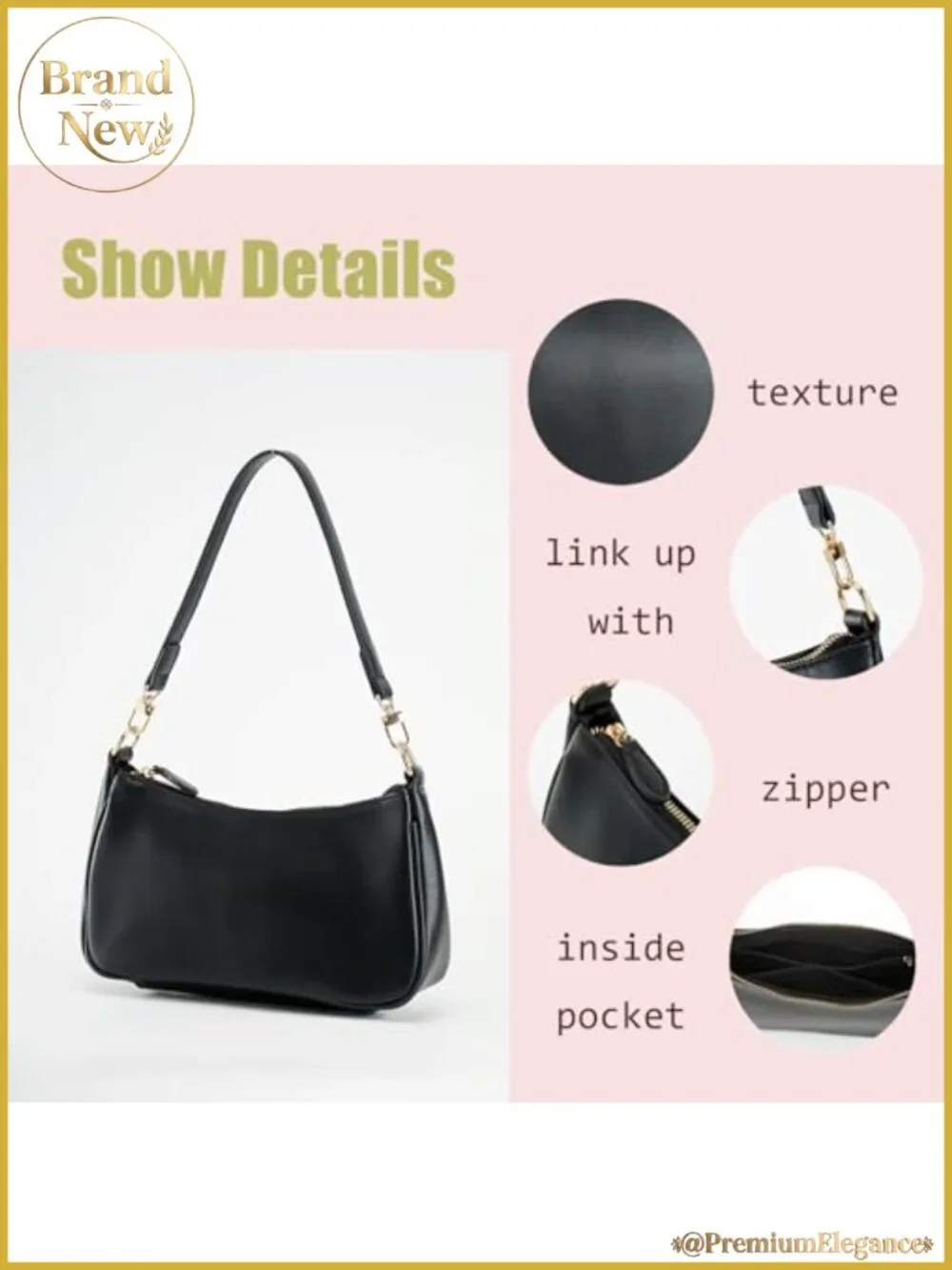 Vintage Faux Leather Hobo Crossbody Shoulder Bag with Zipper Closure